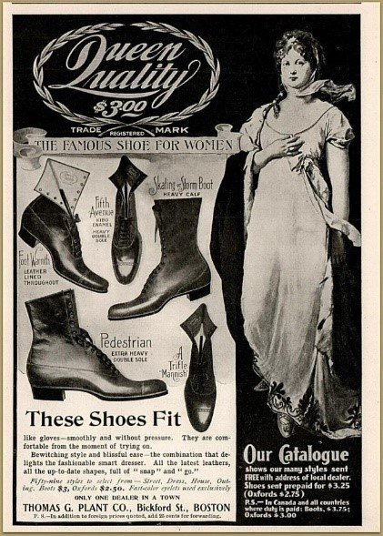 Queen Quality Shoe Company advertisement featuring the likeness of Queen Louise of Prussia, circa 1900.