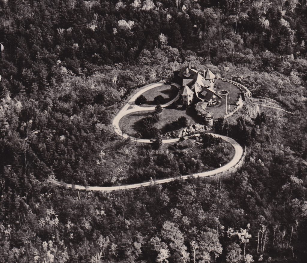 Aerial view of Lucknow Estate in black and white.