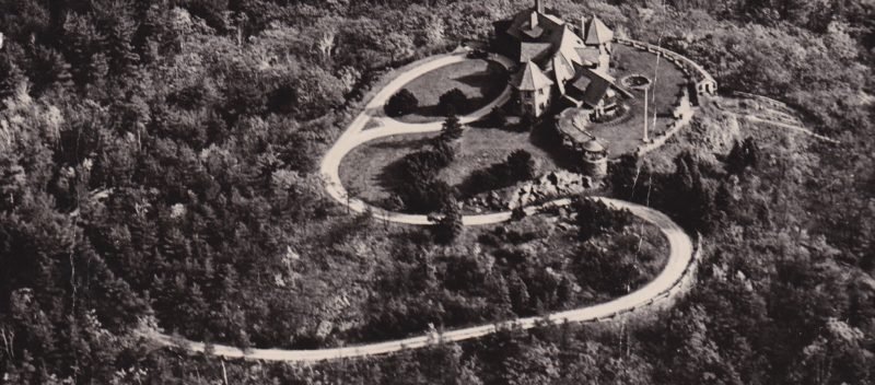 Aerial view of Lucknow Estate in black and white.