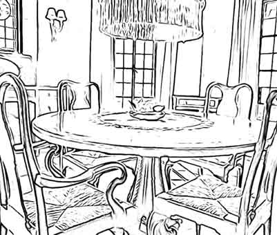 coloring page - dining room